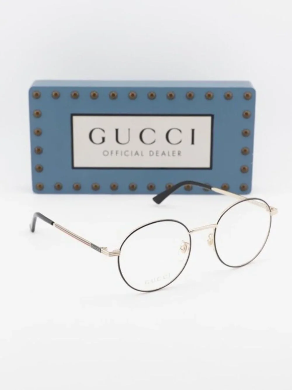 Gucci GG0839OK 001 Round Eyeglasses - Black/Gold 52mm